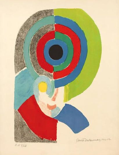 Sonia DELAUNAY (1885-1979) « COMPOSITION CERCLES » Lithographie en couleur signée...
