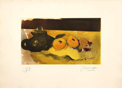 Georges BRAQUE (1882-1963) « LA NAPPE JAUNE » Eau-forte en couleur signée dans la...