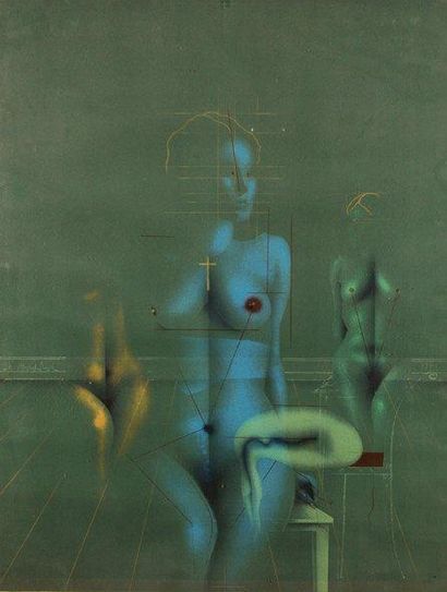 Paul WUNDERLICH (1927-2010) « PORTRAIT DE FEMME » Lithographie sur papier signé en...