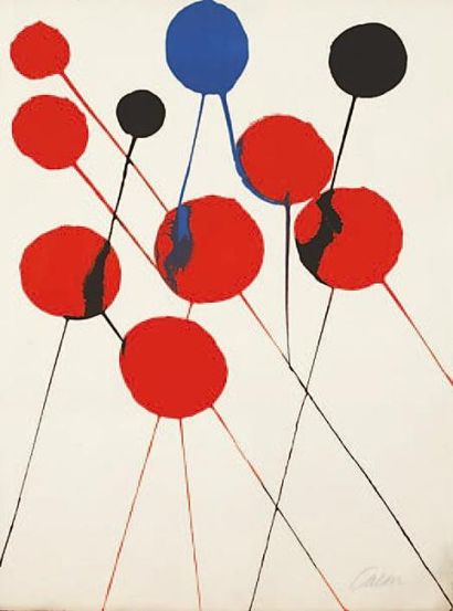 Alexander CALDER (1898-1976) « LES BALLONS » Lithographie en couleur. Signée en bas...