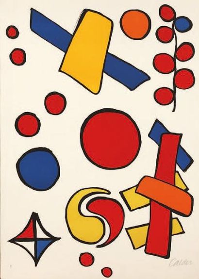Alexander CALDER (1898-1976) « COMPOSITION COULEURS » Lithographie en couleur. Signée...