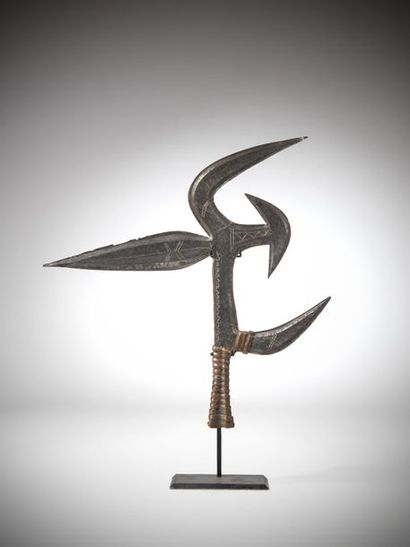 null NBAKA, Congo D.R.C./Central Africa. Wrought iron jet knife engraved with geometric...