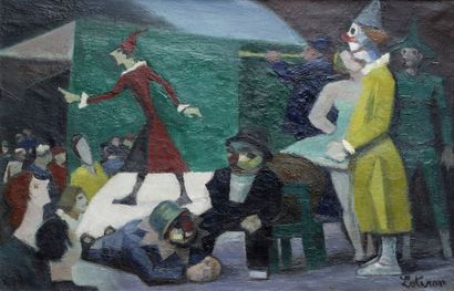 null Robert LOTIRON (1886-1966)

La parade des clowns. 

Huile sur toile signée en...