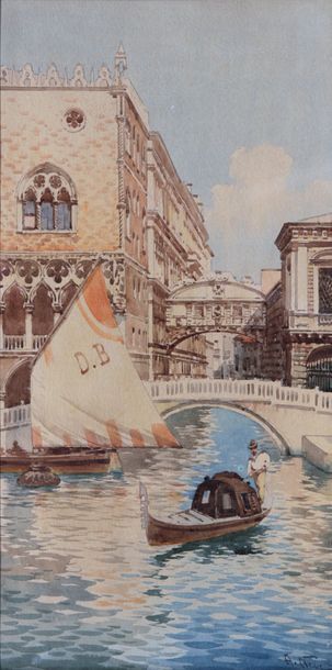 null AUGUSTUS MEVE ( actif vers 1900)

Gondole et voilier auprès du pont des soupris...