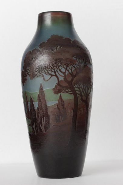 null D'ARGENTAL 

VASE en verrerie, épreuve d'édition gravée à l'acide à décor d'un...