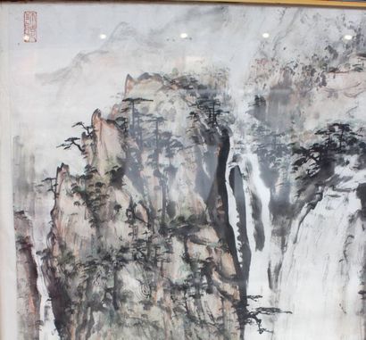 null ECOLE CHINOISE XXE SIECLE
Cascade dans la montagne
Encre et aquarelle sur papier...