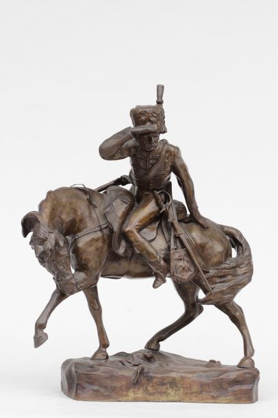 null Raphaël NANNINI (XIX-XX)
Hussard à cheval guettant 
Epreuve en bronze, fonte...