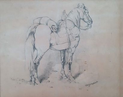 Jules VEYRASSAT (1828-1893) Jules VEYRASSAT (1828-1893) THE HORSE. Pencil drawing...