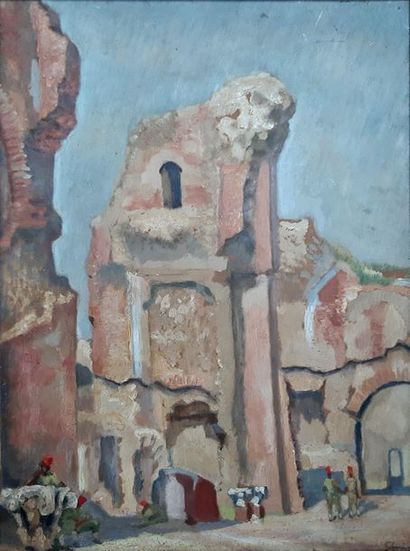 null EASTERN SCHOOL XXth CENTURY
Animation near the antique ruins
Oil on cardboard...