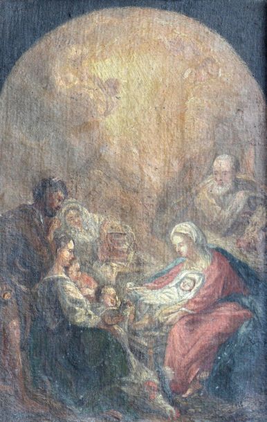 FRENCH SCHOOL Late 18th - early 19th CENTURY Nativity Oil on canvas. 27 x 18 cm ...
