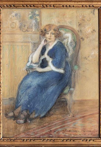 null Georges STEIN (1870-1955)
"PORTRAIT OF MADELEINE DE SWARTE sitting in an interior"
Pastel...
