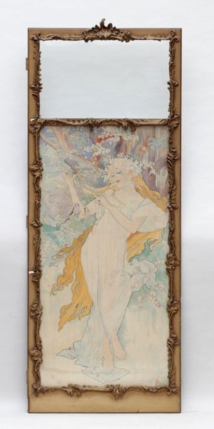 null WORK French 1900

"The four seasons." Screen made up of four large watercolours...