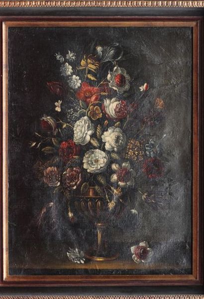  FRENCH SCHOOL early 20th century in 17th century taste Bouquet composed in a copper...