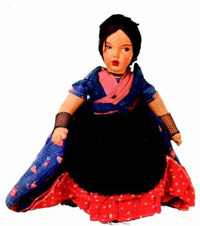 null Original double faced Spanish doll with a red side for catalogna and a blue...