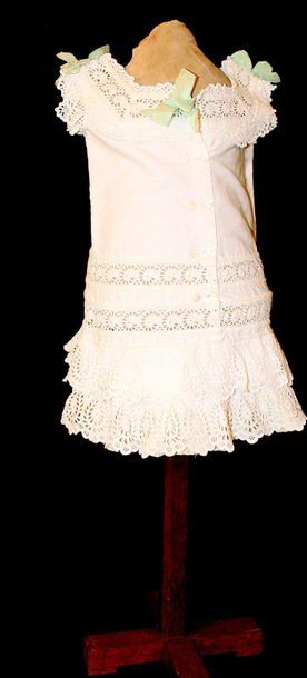 Young girl white cotton dress, superbly made,...