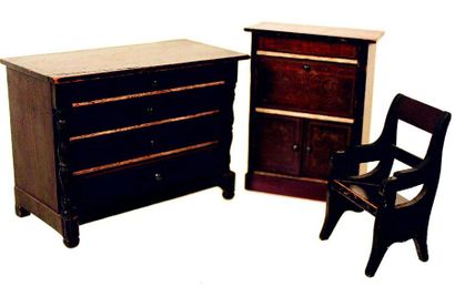 null Two BIEDERMEYER pieces of furniture, a secretary H 10cm + a chest of drawers...