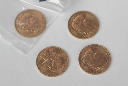 LOT of 4 pieces of 20 Francs gold 

 