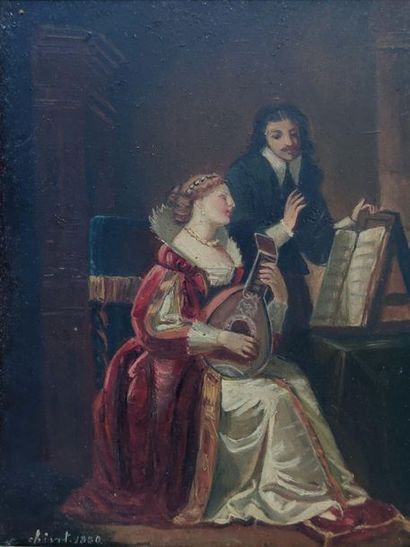 null Charles CHIVOT (1866-?), attribué à
La leçon de musique et La leçon de peinture
Paire...