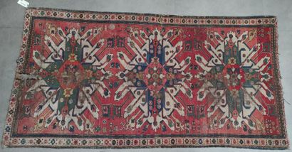 null ANCIENT CARPET from CAUCASE, Chelaberd in very bad condition 254 X 132 cm 