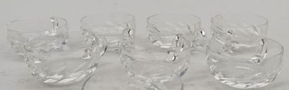 null SAINT-LOUIS
Set of eight crystal sangria cups, marked on the reverse, 20th century...