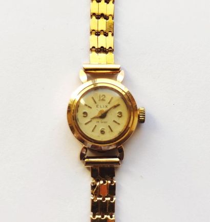 null Ladies' BRACELET WATCH in 750°/00 yellow gold, mechanical movement to be revised....