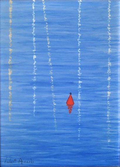 null Hubert AICARDI (1922-1991) Red

buoy Oil on isorel signed lower left
22 x 16...