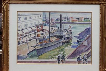null Henri Liénard DE SAINT-DELIS (1878-1949)
Port de Honfleur
Aquarelle signée en...