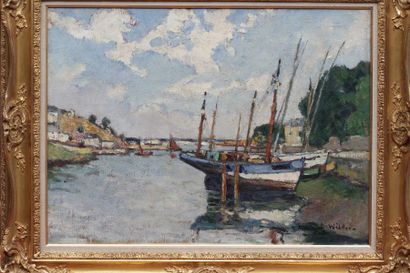 null André WILDER (1871-1965)
Le port de Douarnenez
Huile sur toile signée en bas...