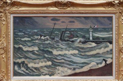 null Henri Liénard DE SAINT-DELIS (1878-1949)
Out in rough weather in Honfleur
Oil...