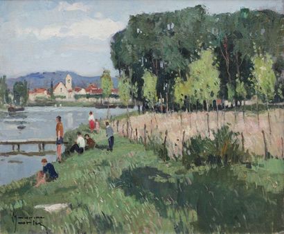 null Maurice MARTIN (1894-1978)
Vue de Saint Mammes
Huile sur toile signée en bas...