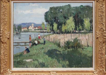 null Maurice MARTIN (1894-1978)
View of Saint Mammes
Oil on canvas signed lower left...