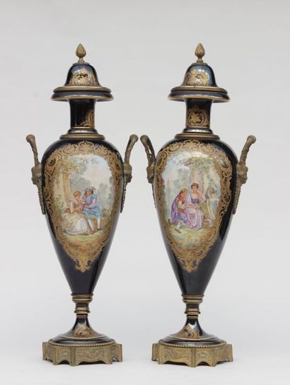 Pair of porcelain VASES covered in baluster...