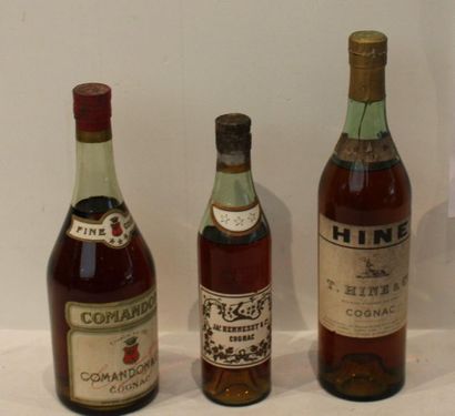 null 3 flac 1 COGNAC HINE, 1 DEMI BLLE HENESSY, 1 FINE COGNAC COMANDON