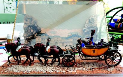 null Beautiful outdoor scene "The carriage ride under Napoleon III".size;38x25X20...
