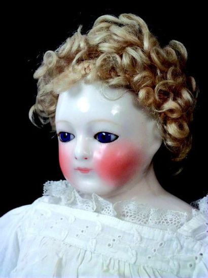 null Rare poupée parisienne de la maison BLAMPOIX, tête buste en porcelaine avec...