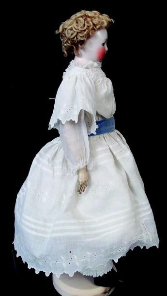 null Rare Parisian doll from the house BLAMPOIX, porcelain bust head with closed...
