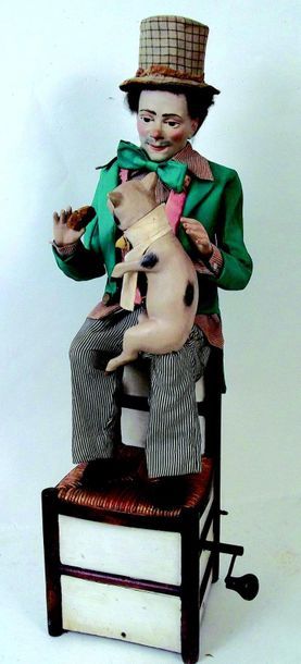 null 
-«Le paysan et son cochon» automate à musique de la maison Gustave VICHY, Réalisé...