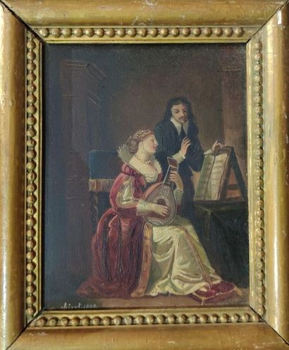 null Charles CHIVOT (1866-?), attributed to
The music lesson and The painting lesson
Pair...