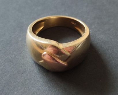 RING in 750°/°° yellow gold with decorative...