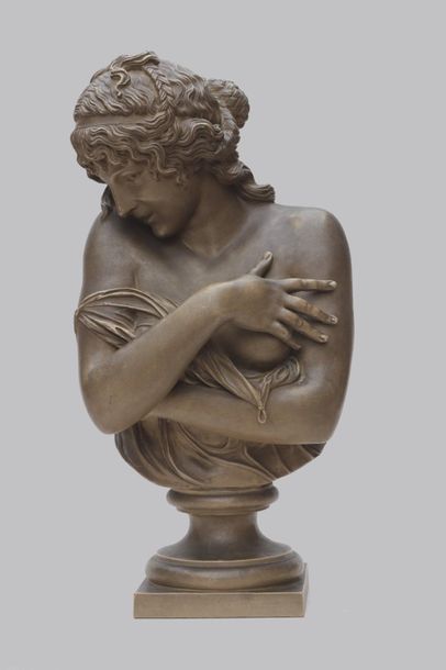null JEAN ANTOINE HOUDON (1741-1828), 
La pudeur, jeunne femme voilant sa nudité...