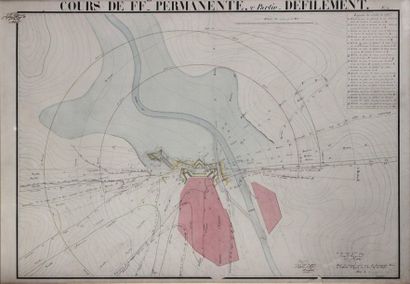 null Ensemble de six dessins militaires sur l'étude de fortifications réalisés en...