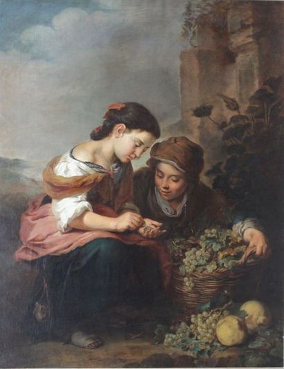 null Ecole Française vers 1900 d'après MURILLO
La petite marchande de fruits
Huile...