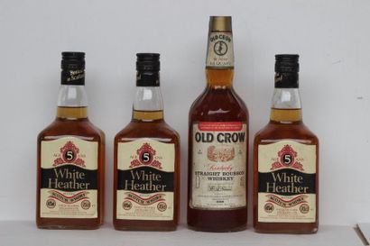 null 4 tip OLD WHISKIES 3 WHITE HEATHER, 1 OLD CROW BURBON 