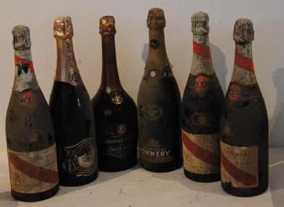 null 6 bout 3 CHAMPAGNE MUMM 1961, 1 CHAMPAGNE POMMERY ROSE 1961, 1 CHAMPAGNE JANMAIRE,...