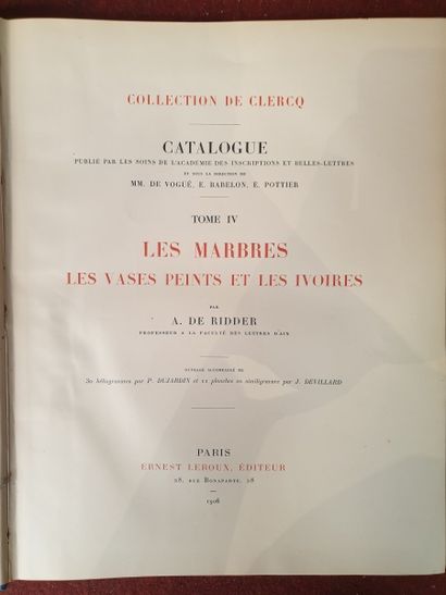 null de Ridder, Collection de Clercq, Catalogue, tome V, Les marbres, les vases peints...