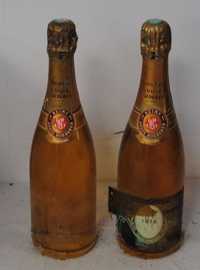2 bottles CHAMPAGNE CRISTAL ROEDERER 1976...