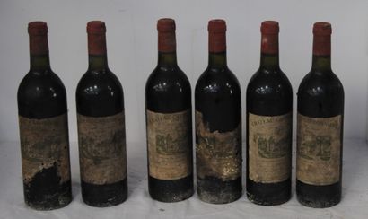 6 bottles CHT CARBONNIEUX 1981 (very damaged...