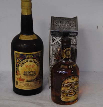 null 2 flac 1 MAG WHISKY KING WILLIAM 4 (43,5°) VIEUX, 1 BLLE CHIVAS REGAL 12 AN...