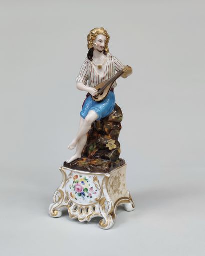 null 
Porcelain subject representing a musician, late 19th century (accident) Haut....