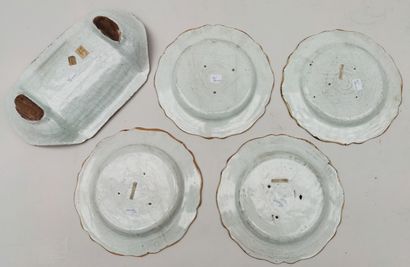 null 
Set of one asparagus dish and four plates in polychrome enamelled earthenware,...